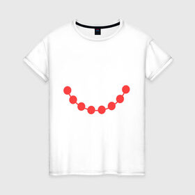 Женская футболка хлопок с принтом Жемчуг в Екатеринбурге, 100% хлопок | прямой крой, круглый вырез горловины, длина до линии бедер, слегка спущенное плечо | бижутерия | бусики | бусы | девушкам | для девушек | жемчуг | разноцветные | украшения