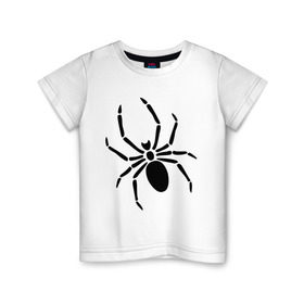 Детская футболка хлопок с принтом Страшный паук в Екатеринбурге, 100% хлопок | круглый вырез горловины, полуприлегающий силуэт, длина до линии бедер | Тематика изображения на принте: насекомые | паук | паук на спине | страшный паук | тарантул