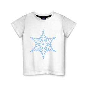 Детская футболка хлопок с принтом Кристальная снежинка в Екатеринбурге, 100% хлопок | круглый вырез горловины, полуприлегающий силуэт, длина до линии бедер | 2014 | happy | happy new year | new year | santa | santa clows | год лошади | кристал | кристалическая звезда | кристальная снежинка | лошадь | новый год | олень | рудольф | санта | санта клаус | снег | снежинка