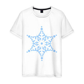 Мужская футболка хлопок с принтом Кристальная снежинка в Екатеринбурге, 100% хлопок | прямой крой, круглый вырез горловины, длина до линии бедер, слегка спущенное плечо. | 2014 | happy | happy new year | new year | santa | santa clows | год лошади | кристал | кристалическая звезда | кристальная снежинка | лошадь | новый год | олень | рудольф | санта | санта клаус | снег | снежинка