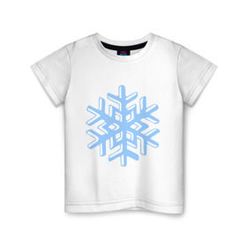 Детская футболка хлопок с принтом Объемная снежинка в Екатеринбурге, 100% хлопок | круглый вырез горловины, полуприлегающий силуэт, длина до линии бедер | 2014 | happy | happy new year | new year | santa | год лошади | кристал | лошадь | новый год | объемная снежинка | олень | санта | санта клаус | светиться | снег | снежинка