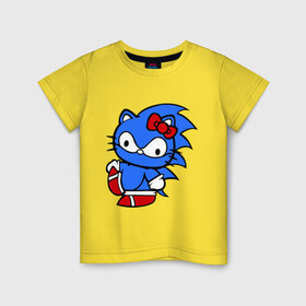 Детская футболка хлопок с принтом Kitty Sonic в Екатеринбурге, 100% хлопок | круглый вырез горловины, полуприлегающий силуэт, длина до линии бедер | 