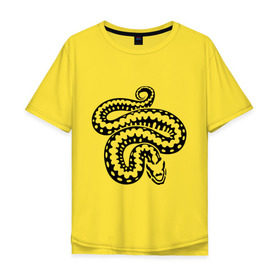 Мужская футболка хлопок Oversize с принтом Силуэт змеи в Екатеринбурге, 100% хлопок | свободный крой, круглый ворот, “спинка” длиннее передней части | Тематика изображения на принте: животные | змеиная кожа | змея | прикольные картинки | силуэт змеи