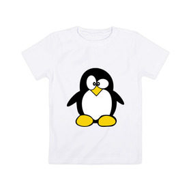 Детская футболка хлопок с принтом Пингвин в Екатеринбурге, 100% хлопок | круглый вырез горловины, полуприлегающий силуэт, длина до линии бедер | пингвин