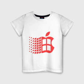 Детская футболка хлопок с принтом Яблоковиндовс в Екатеринбурге, 100% хлопок | круглый вырез горловины, полуприлегающий силуэт, длина до линии бедер | антибренд | яблоко | яблоковиндовс