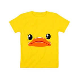 Детская футболка хлопок с принтом Утка в Екатеринбурге, 100% хлопок | круглый вырез горловины, полуприлегающий силуэт, длина до линии бедер | животные | клюв | птицы | утка