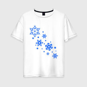 Женская футболка хлопок Oversize с принтом Снежинки (snowflakes) в Екатеринбурге, 100% хлопок | свободный крой, круглый ворот, спущенный рукав, длина до линии бедер
 | 