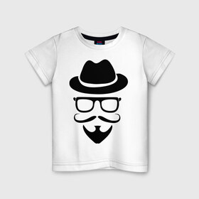 Детская футболка хлопок с принтом Хипстер в Екатеринбурге, 100% хлопок | круглый вырез горловины, полуприлегающий силуэт, длина до линии бедер | 