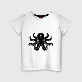 Детская футболка хлопок с принтом Осьминог в Екатеринбурге, 100% хлопок | круглый вырез горловины, полуприлегающий силуэт, длина до линии бедер | 