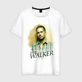 Мужская футболка хлопок с принтом Paul Walker в Екатеринбурге, 100% хлопок | прямой крой, круглый вырез горловины, длина до линии бедер, слегка спущенное плечо. | Тематика изображения на принте: paul walker | актер | пол уокер