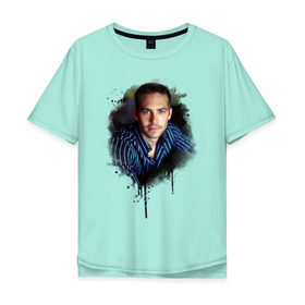 Мужская футболка хлопок Oversize с принтом Paul Walker в Екатеринбурге, 100% хлопок | свободный крой, круглый ворот, “спинка” длиннее передней части | paul walker | актер | пол уокер