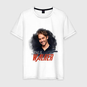 Мужская футболка хлопок с принтом Пол Уокер в Екатеринбурге, 100% хлопок | прямой крой, круглый вырез горловины, длина до линии бедер, слегка спущенное плечо. | paul walker | актер | пол уокер