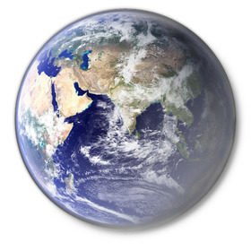Значок с принтом Планета земля в Екатеринбурге,  металл | круглая форма, металлическая застежка в виде булавки | Тематика изображения на принте: вид с космоса | земля | наша планета | планета | планета земля