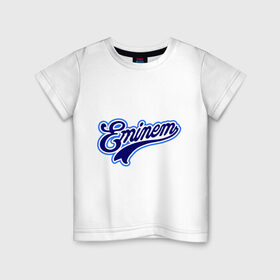 Детская футболка хлопок с принтом Eminem logo blue в Екатеринбурге, 100% хлопок | круглый вырез горловины, полуприлегающий силуэт, длина до линии бедер | bad | berzerk | eminem | gangsta | gansta | hip | hip hop | hop | rap | shady | shady records | еп | рэп | рэпчина | хип | хип хоп | хоп | эминем