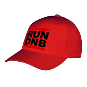 Бейсболка с принтом RUN DNB в Екатеринбурге, 100% хлопок | классический козырек, металлическая застежка-регулятор размера | Тематика изображения на принте: dnb | run | run dnb | музыка | электронная