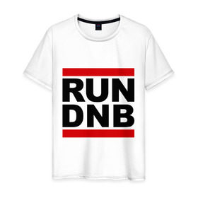 Мужская футболка хлопок с принтом RUN DNB в Екатеринбурге, 100% хлопок | прямой крой, круглый вырез горловины, длина до линии бедер, слегка спущенное плечо. | dnb | run | run dnb | музыка | электронная