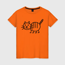 Женская футболка хлопок с принтом Рисунок кота в Екатеринбурге, 100% хлопок | прямой крой, круглый вырез горловины, длина до линии бедер, слегка спущенное плечо | кот | кот с тремя полосками | котик | рисунок кота | смешной кот | усы