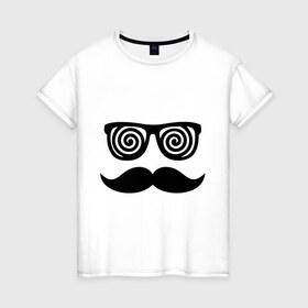Женская футболка хлопок с принтом Хипстер в Екатеринбурге, 100% хлопок | прямой крой, круглый вырез горловины, длина до линии бедер, слегка спущенное плечо | 