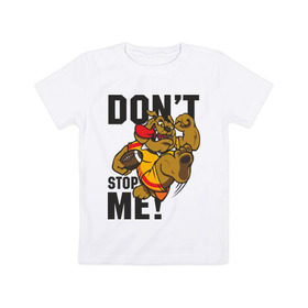 Детская футболка хлопок с принтом Don`t Stop Me в Екатеринбурге, 100% хлопок | круглый вырез горловины, полуприлегающий силуэт, длина до линии бедер | dont stop me | активный вид спорта | собака | спорт | спортивный пес | футбол