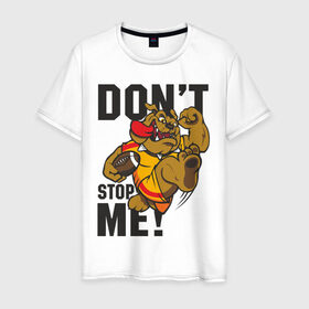 Мужская футболка хлопок с принтом Don`t Stop Me в Екатеринбурге, 100% хлопок | прямой крой, круглый вырез горловины, длина до линии бедер, слегка спущенное плечо. | dont stop me | активный вид спорта | собака | спорт | спортивный пес | футбол