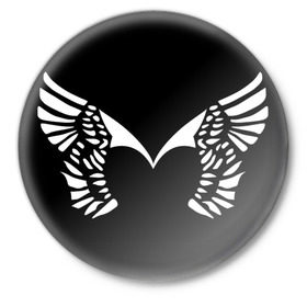 Значок с принтом Placebo logo в Екатеринбурге,  металл | круглая форма, металлическая застежка в виде булавки | placebo logo | белые крылья | крылья и сердце | музыка | сердца