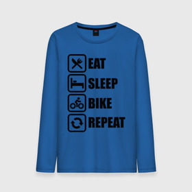 Мужской лонгслив хлопок с принтом Eat Sleep Bike Repeat в Екатеринбурге, 100% хлопок |  | bike | eat | eat sleep bike repeat | repeat | sleep | велоспорт | кровать | спорт
