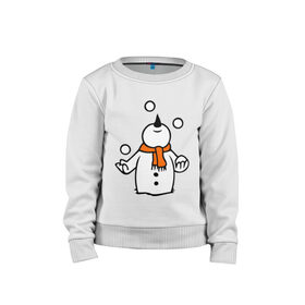 Детский свитшот хлопок с принтом Снеговик играет в снежки. в Екатеринбурге, 100% хлопок | круглый вырез горловины, эластичные манжеты, пояс и воротник | новый год | новый год 2014 | подарки | снег | снеговик | снеговик играет в снежки | снежки