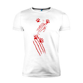 Мужская футболка премиум с принтом Нападение кота в Екатеринбурге, 92% хлопок, 8% лайкра | приталенный силуэт, круглый вырез ворота, длина до линии бедра, короткий рукав | злой кот | когти | кошки | лапки | лапы | нападение кота | прикольные картинки | царапины