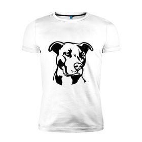 Мужская футболка премиум с принтом Питбуль (Pitbull) в Екатеринбурге, 92% хлопок, 8% лайкра | приталенный силуэт, круглый вырез ворота, длина до линии бедра, короткий рукав | Тематика изображения на принте: друг человека | животные | пес | питбуль (pitbull) | прикольные картинки | силуэт пса | собака