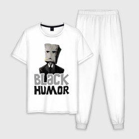 Мужская пижама хлопок с принтом Black Humor в Екатеринбурге, 100% хлопок | брюки и футболка прямого кроя, без карманов, на брюках мягкая резинка на поясе и по низу штанин
 | black humor | чёрный юмор | юмор с примесью цинизма