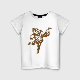 Детская футболка хлопок с принтом Горилла с электрогитарой в Екатеринбурге, 100% хлопок | круглый вырез горловины, полуприлегающий силуэт, длина до линии бедер | Тематика изображения на принте: гитара