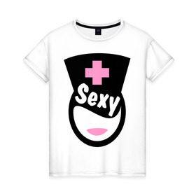 Женская футболка хлопок с принтом Горячая медсестра в Екатеринбурге, 100% хлопок | прямой крой, круглый вырез горловины, длина до линии бедер, слегка спущенное плечо | горячая медсестра | девушкам | пафосные
