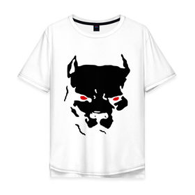 Мужская футболка хлопок Oversize с принтом Стаффордширский терьер в Екатеринбурге, 100% хлопок | свободный крой, круглый ворот, “спинка” длиннее передней части | media | глаза | животные | красные глаза | пес | прикольные картинки | собака | старфорширдский терьер