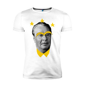 Мужская футболка премиум с принтом Брежнев в Екатеринбурге, 92% хлопок, 8% лайкра | приталенный силуэт, круглый вырез ворота, длина до линии бедра, короткий рукав | Тематика изображения на принте: банан