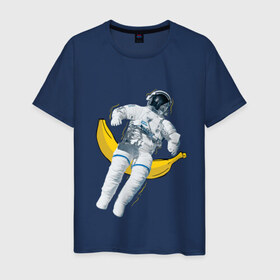 Мужская футболка хлопок с принтом Космонавт в Екатеринбурге, 100% хлопок | прямой крой, круглый вырез горловины, длина до линии бедер, слегка спущенное плечо. | банан