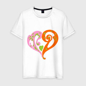 Мужская футболка хлопок с принтом Красивое сердце в Екатеринбурге, 100% хлопок | прямой крой, круглый вырез горловины, длина до линии бедер, слегка спущенное плечо. | две половинки | красивое сердце | прикольные картинки | сердечко