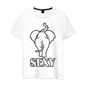 Мужская футболка хлопок с принтом Sexy (секси) в Екатеринбурге, 100% хлопок | прямой крой, круглый вырез горловины, длина до линии бедер, слегка спущенное плечо. | животные | прикольные картинки
