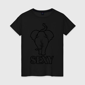 Женская футболка хлопок с принтом Sexy (секси) в Екатеринбурге, 100% хлопок | прямой крой, круглый вырез горловины, длина до линии бедер, слегка спущенное плечо | животные | прикольные картинки
