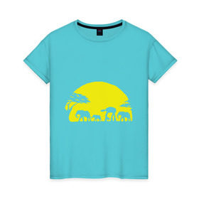 Женская футболка хлопок с принтом Слоники в Екатеринбурге, 100% хлопок | прямой крой, круглый вырез горловины, длина до линии бедер, слегка спущенное плечо | африканский | африканское солнце | животные | слоны  на фоне солнца | солнце | этнический