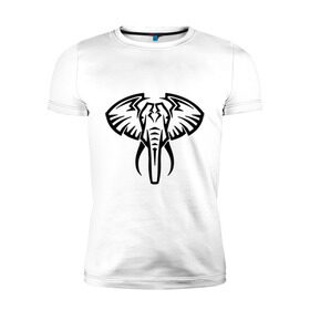 Мужская футболка премиум с принтом Слон тату в Екатеринбурге, 92% хлопок, 8% лайкра | приталенный силуэт, круглый вырез ворота, длина до линии бедра, короткий рукав | большой слон | голова слона | животные | прикольные картинки | силуэт слона | слон тату | трайбл