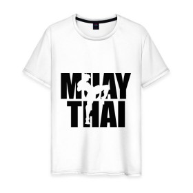 Мужская футболка хлопок с принтом Muay thai (Тайский бокс) в Екатеринбурге, 100% хлопок | прямой крой, круглый вырез горловины, длина до линии бедер, слегка спущенное плечо. | 