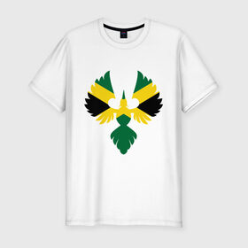 Мужская футболка премиум с принтом Jamaica bird в Екатеринбурге, 92% хлопок, 8% лайкра | приталенный силуэт, круглый вырез ворота, длина до линии бедра, короткий рукав | флаг | ямайка птица