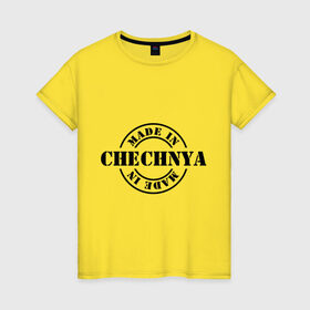 Женская футболка хлопок с принтом Made in Chechnya (сделано в Чечне) в Екатеринбурге, 100% хлопок | прямой крой, круглый вырез горловины, длина до линии бедер, слегка спущенное плечо | made in chechnya | регионы россии | сделано в чечне | чечня
