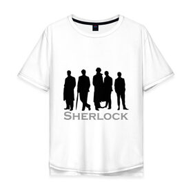 Мужская футболка хлопок Oversize с принтом Sherlock Band в Екатеринбурге, 100% хлопок | свободный крой, круглый ворот, “спинка” длиннее передней части | sherlock band | кино | мультфильмы и тв | шерлок холмс