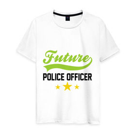 Мужская футболка хлопок с принтом Будущий офицер полиции в Екатеринбурге, 100% хлопок | прямой крой, круглый вырез горловины, длина до линии бедер, слегка спущенное плечо. | детские
