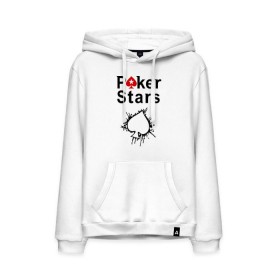 Мужская толстовка хлопок с принтом Poker Stars в Екатеринбурге, френч-терри, мягкий теплый начес внутри (100% хлопок) | карман-кенгуру, эластичные манжеты и нижняя кромка, капюшон с подкладом и шнурком | pokerstars