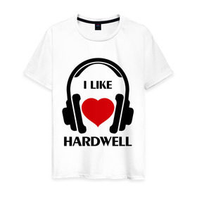 Мужская футболка хлопок с принтом Мне нравится Hardwell в Екатеринбурге, 100% хлопок | прямой крой, круглый вырез горловины, длина до линии бедер, слегка спущенное плечо. | dj | hardwel | rnb | к сердцу | клубная музыка | клубные | любовь к музыка | мне нравится | мне нравится hardwell | музыка