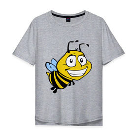 Мужская футболка хлопок Oversize с принтом Пчелка в Екатеринбурге, 100% хлопок | свободный крой, круглый ворот, “спинка” длиннее передней части | веселая пчелка | животные | мед | полоски | пчелка | шмель