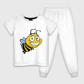 Детская пижама хлопок с принтом Пчелка в Екатеринбурге, 100% хлопок |  брюки и футболка прямого кроя, без карманов, на брюках мягкая резинка на поясе и по низу штанин
 | веселая пчелка | животные | мед | полоски | пчелка | шмель