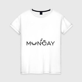 Женская футболка хлопок с принтом Сонный понедельник в Екатеринбурге, 100% хлопок | прямой крой, круглый вырез горловины, длина до линии бедер, слегка спущенное плечо | божественный напиток | зерна | кофе | понедельник | работа | сонный | сонный понедельник